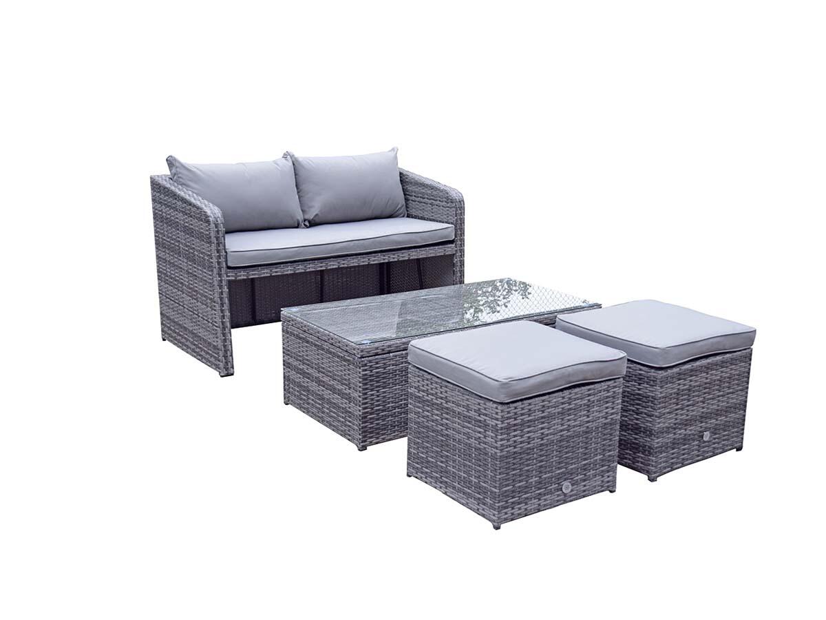 An image of Signature Weave Gemma Compact Sofa Set In Grey Garden Furniture