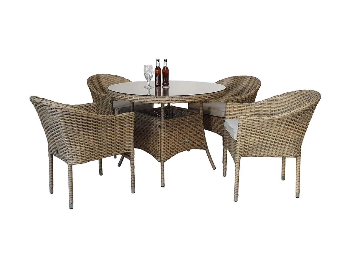 An image of Signature Weave Darcey 4 Seat Round Dining Set Garden Furniture