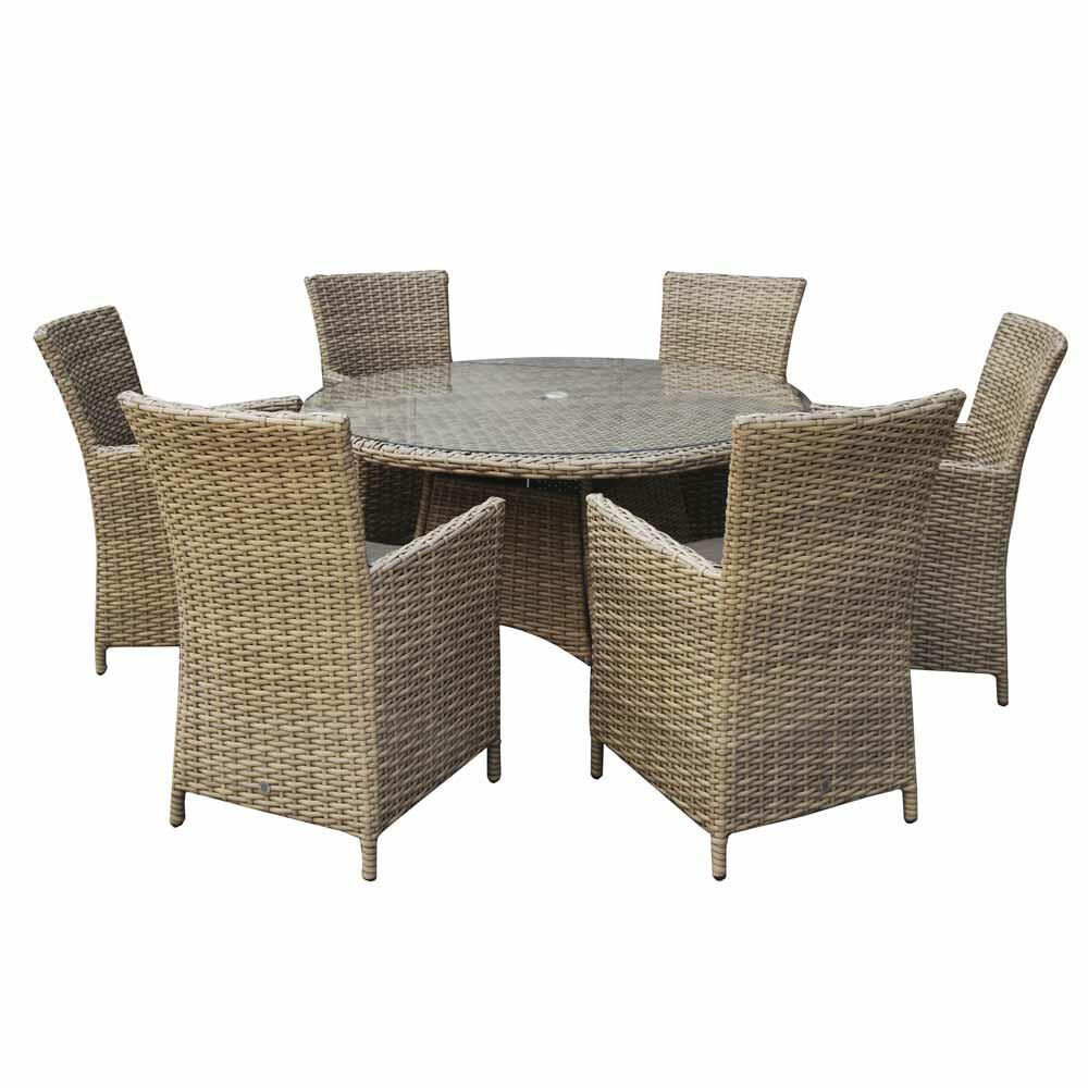 An image of Signature Weave Darcey 6 Seater Round Dining Set Garden Furniture