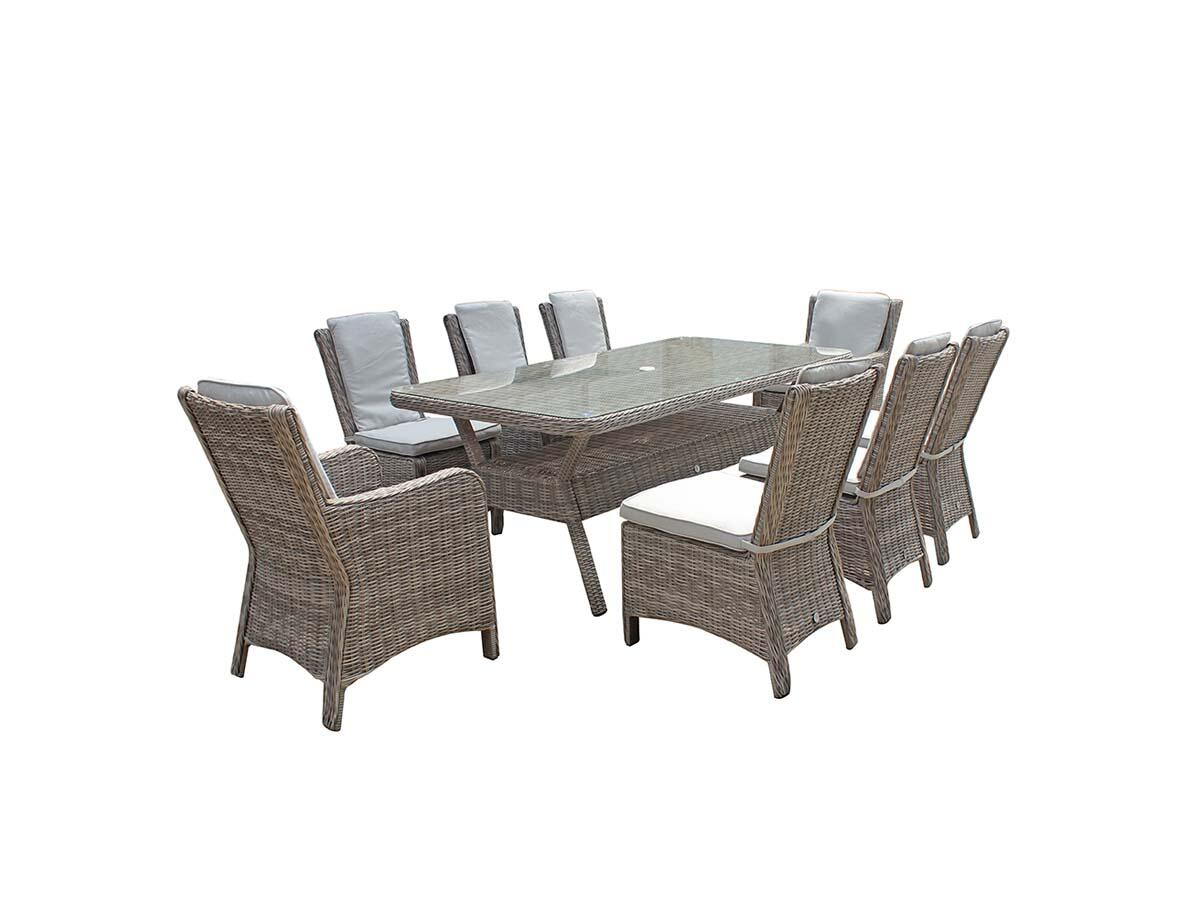 An image of Signature Weave Alexandra 8 Seat Rectangular Dining Set Garden Furniture