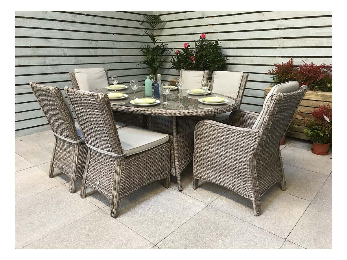 An image of Signature Weave Alexandra 6 Seater Oval Dining Set Garden Furniture