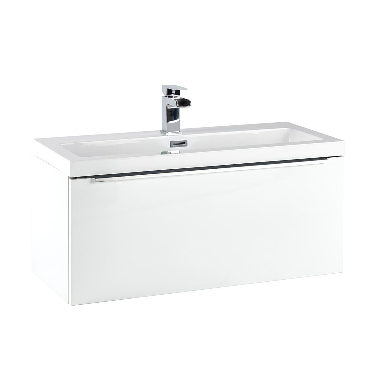 Scudo Muro wall hung vanity unit in gloss white MDF, 800mm wide with contemporary design