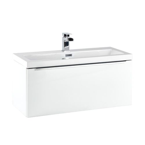 Scudo Muro wall hung vanity unit in gloss white MDF, 800mm wide with contemporary design