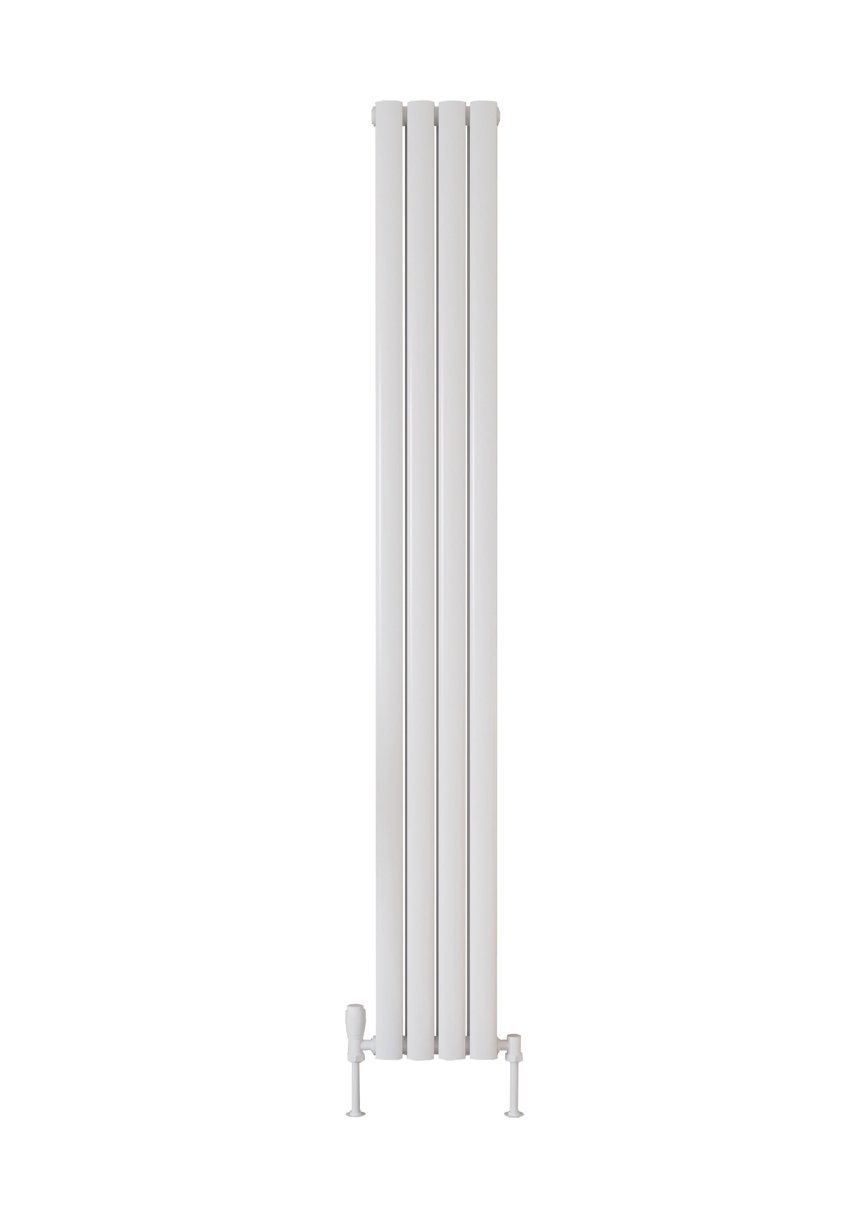 Scudo Apex white steel designer radiator, double panel, 1800mm height x 236mm width
