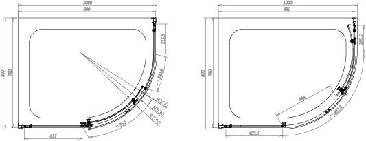 Scudo S6 single door quadrant shower enclosure, 1000x800mm, chrome frame, clear 6mm glass