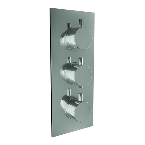 Scudo Triple Round Handle 3 outlet concealed thermostatic shower valve in Chrome, Brass and Steel