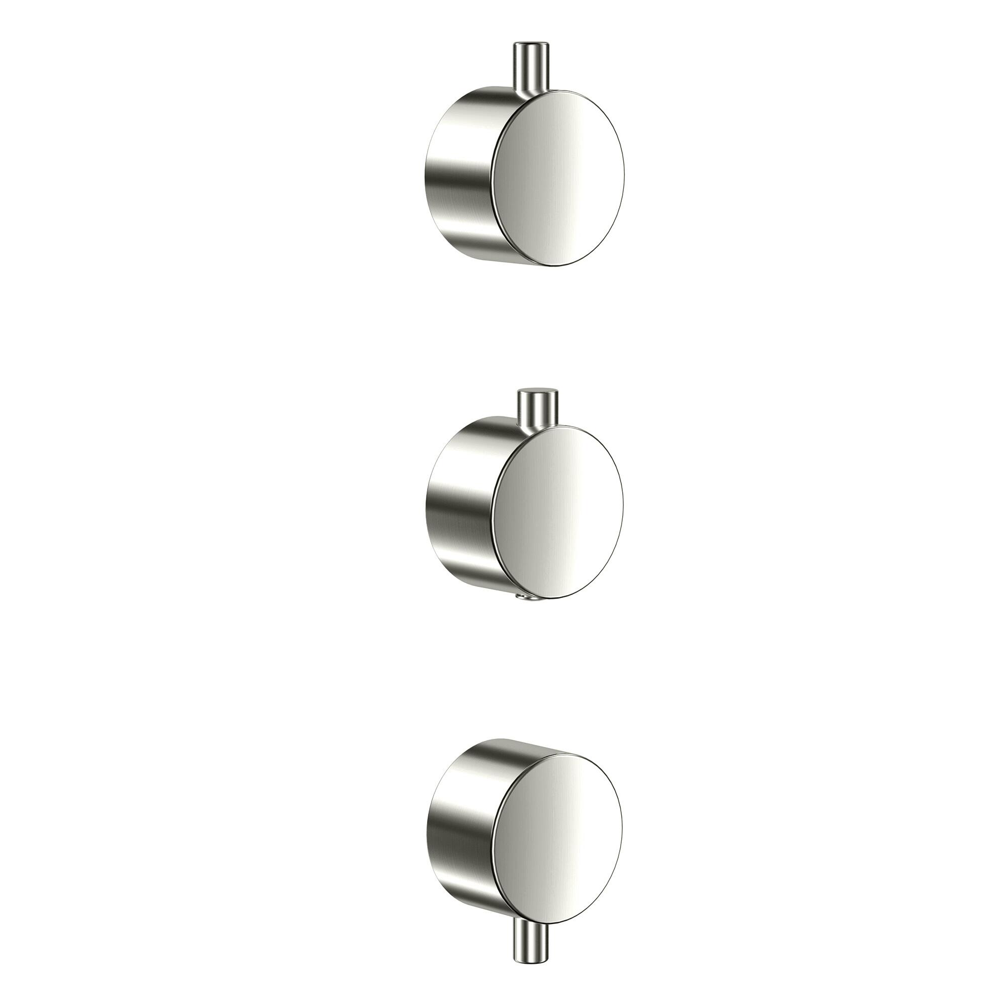 Scudo Core concealed shower valve with plain handles, brushed nickel finish, 3 pack system