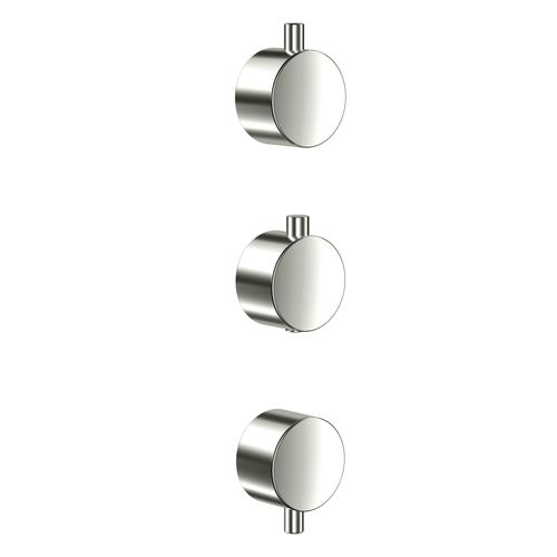 Scudo Core concealed shower valve with plain handles, brushed nickel finish, 3 pack system