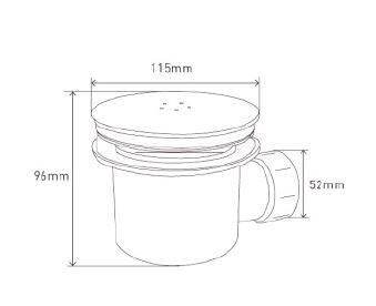 Scudo 90mm fast flow shower waste in black ABS, for 40mm shower trays