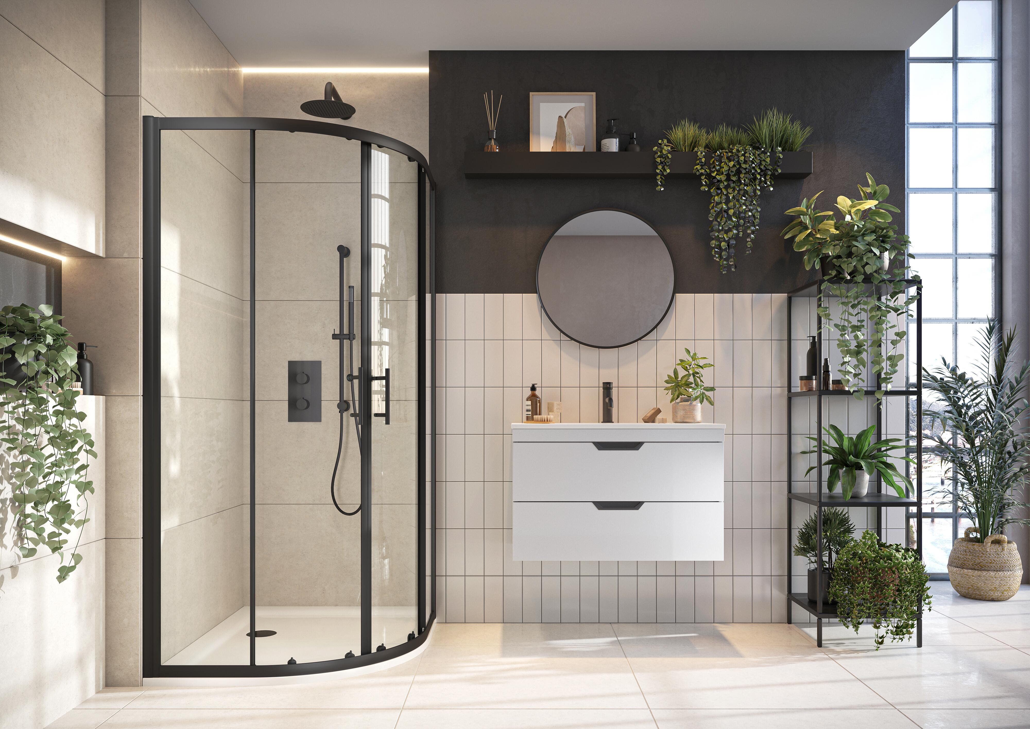 Scudo S6 1850mm black shower enclosure extension piece