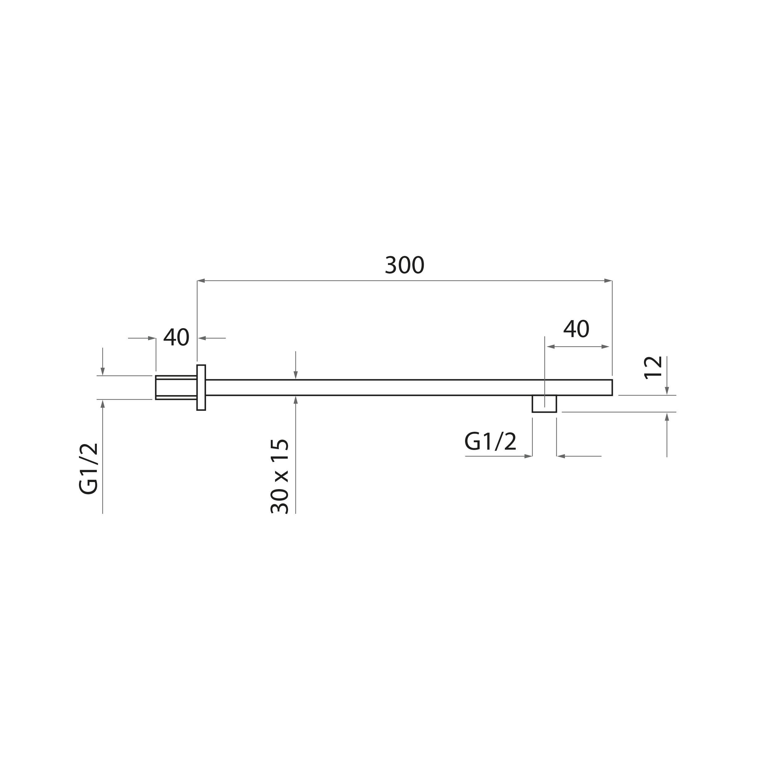 Scudo Square Wall Mounted Wall Arm in Chrome