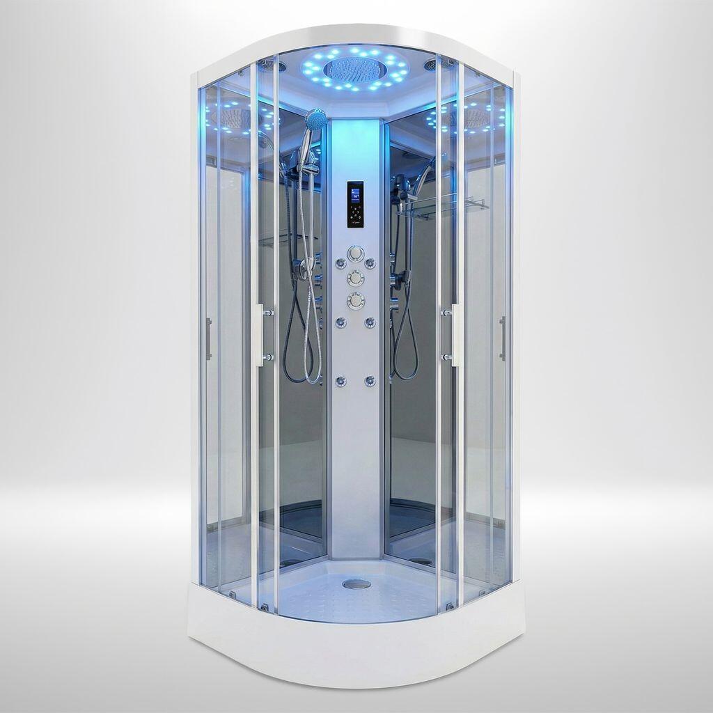 Lisna Waters Ohio 1670 x 850mm White Steam Shower Whirlpool and
