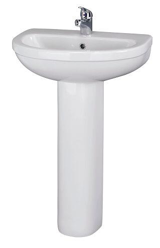 An image of Nuie Harmony 1 Tap Hole 550Mm Basin And Full Pedestal 865 X 555 X 443Mm