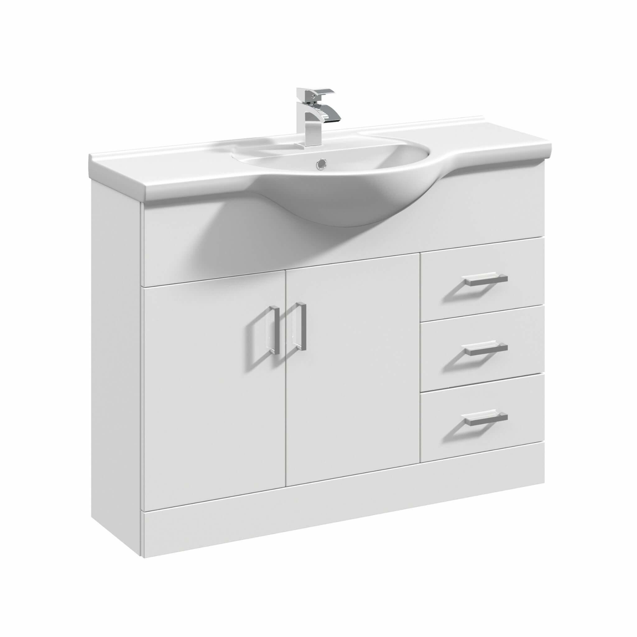 An image of Nuie Classic 1050Mm White Vanity Unit & Bathroom Furniture Pack Vty1050