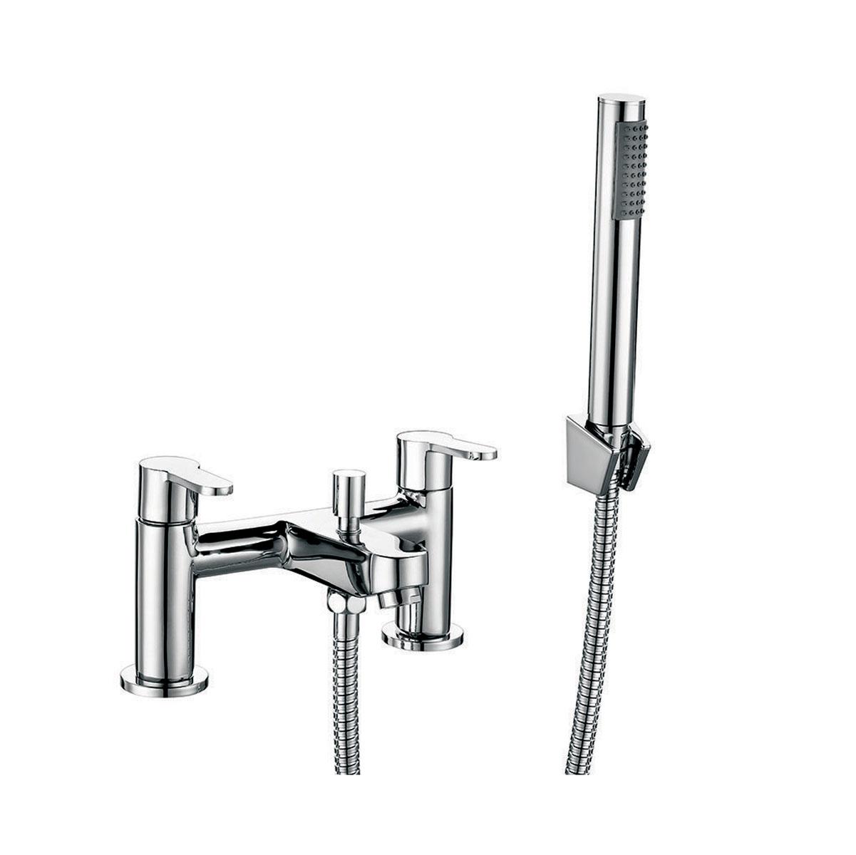 An image of Zico Bath Shower Mixer Pillar Mounted With Kit And Wall Bracket - Chrome