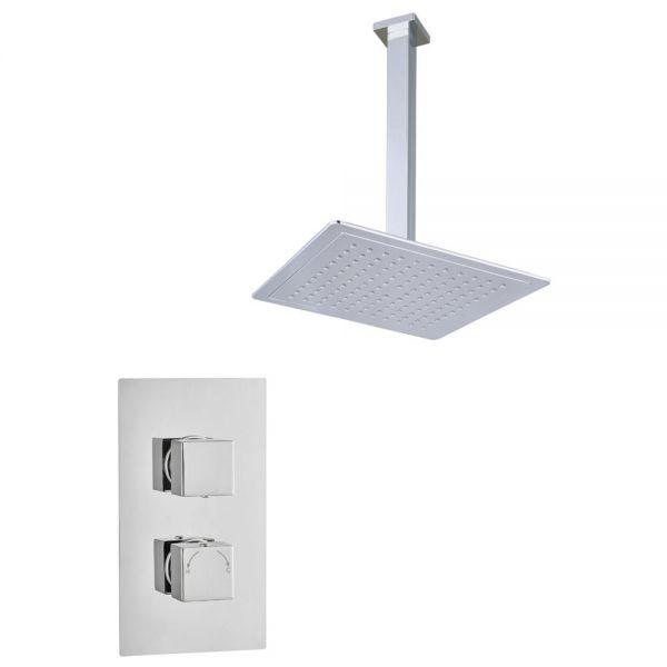 An image of Trinity Square Thermostatic Single Outlet Ceiling Mounted Shower Kit