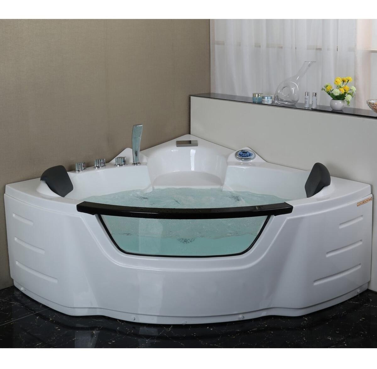 An image of Aqualusso Milano Electronic Platinum Corner 2 Person Whirlpool Bath & Airspa Bat...