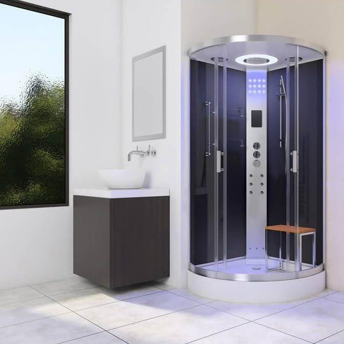 An image of Lisna Waters Lw31 800Mm X 800Mm Black Quadrant Shower Cabin