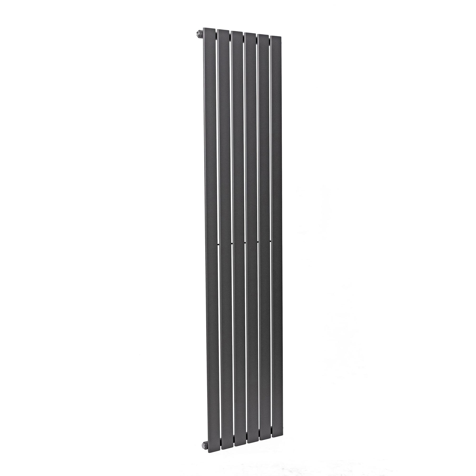 Scudo Bravo anthracite designer radiator, single panel, 1800mm x 408mm vertical mounting