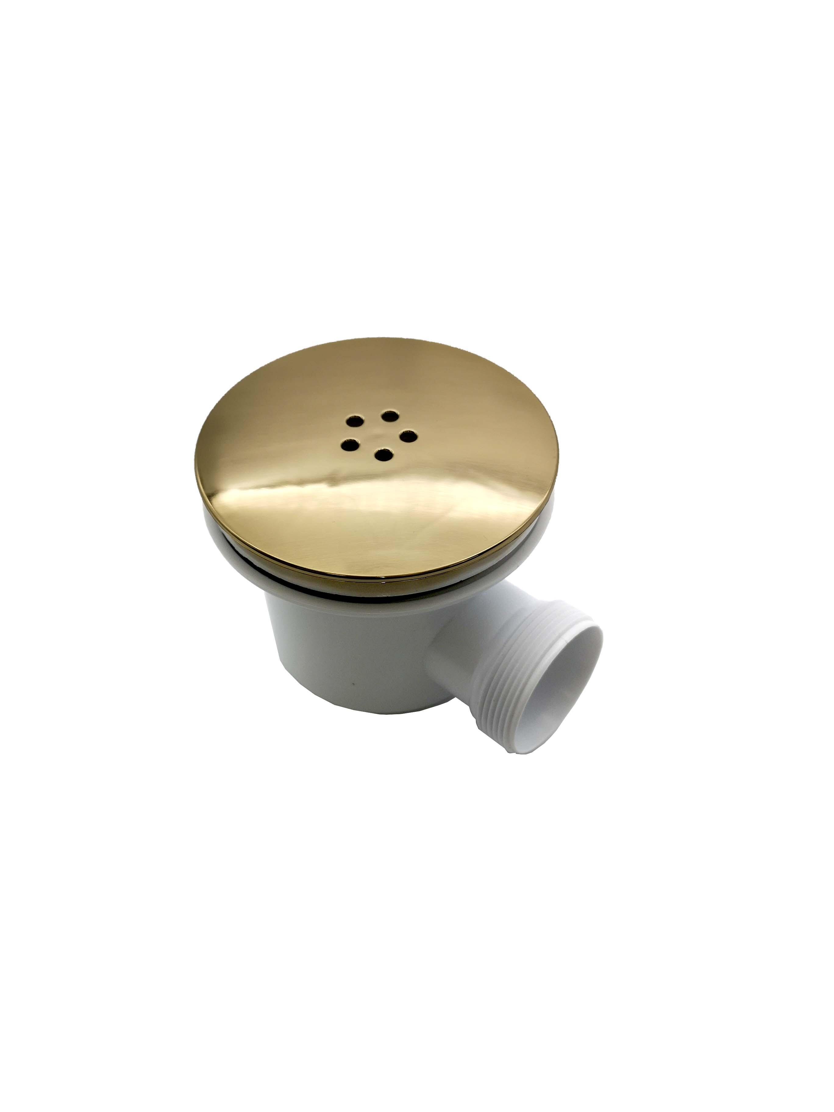Scudo 90mm fast flow shower tray waste in brushed brass finish, suitable for 40mm deep trays