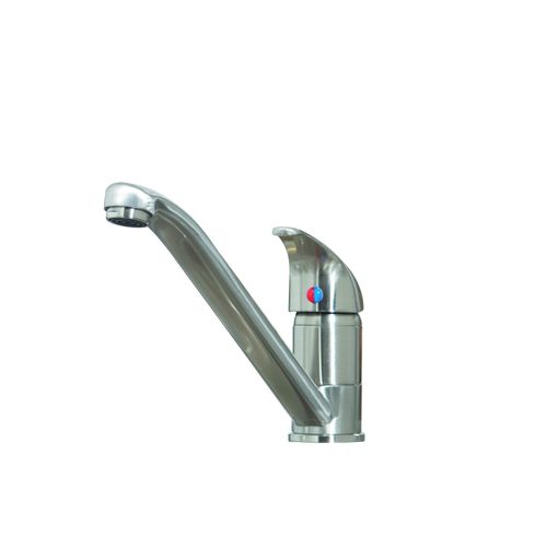 Scudo Arruba brushed nickel mono mixer kitchen tap with lever handle and swivel spout