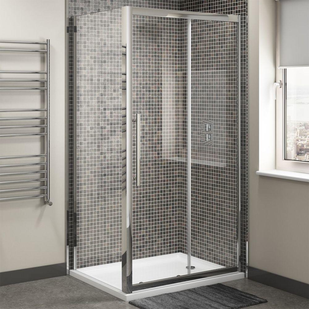 Jupiter Cass Hinged Shower Door Chrome Profile 900mm Wide 8mm Easy