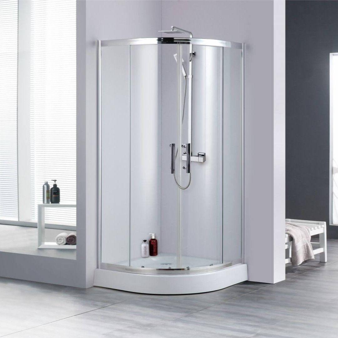 An image of 700Mm X 700Mm Shower Enclosure Small Quadrant & Easyplumb Grp Shower Tray 6Mm Gl...