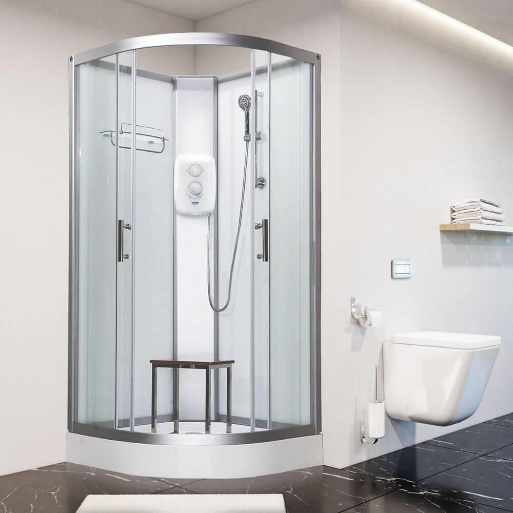 An image of Vidalux Pure-E 1000Mm X 1000Mm Quadrant Shower Pod Cubicle Cabin With Electric S...