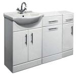 An image of Nuie 1350Mm Bathroom Furniture 650Mm Basin White Vanity Unit 350Mm Linen Basket