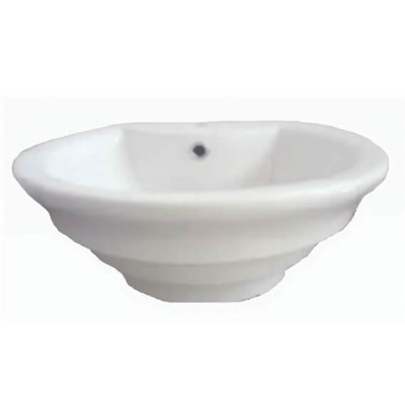 An image of Nuie 460Mm White Round Surface Mounted Ceramic Basin 195 X 460Mm