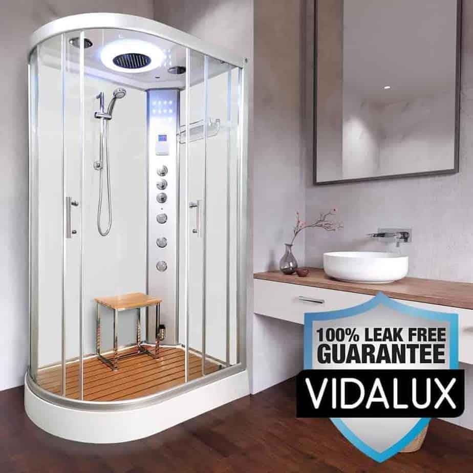 An image of Vidalux Right Clearwater Steam Shower 1200Mm X 800Mm White Offset Quadrant Cubic...