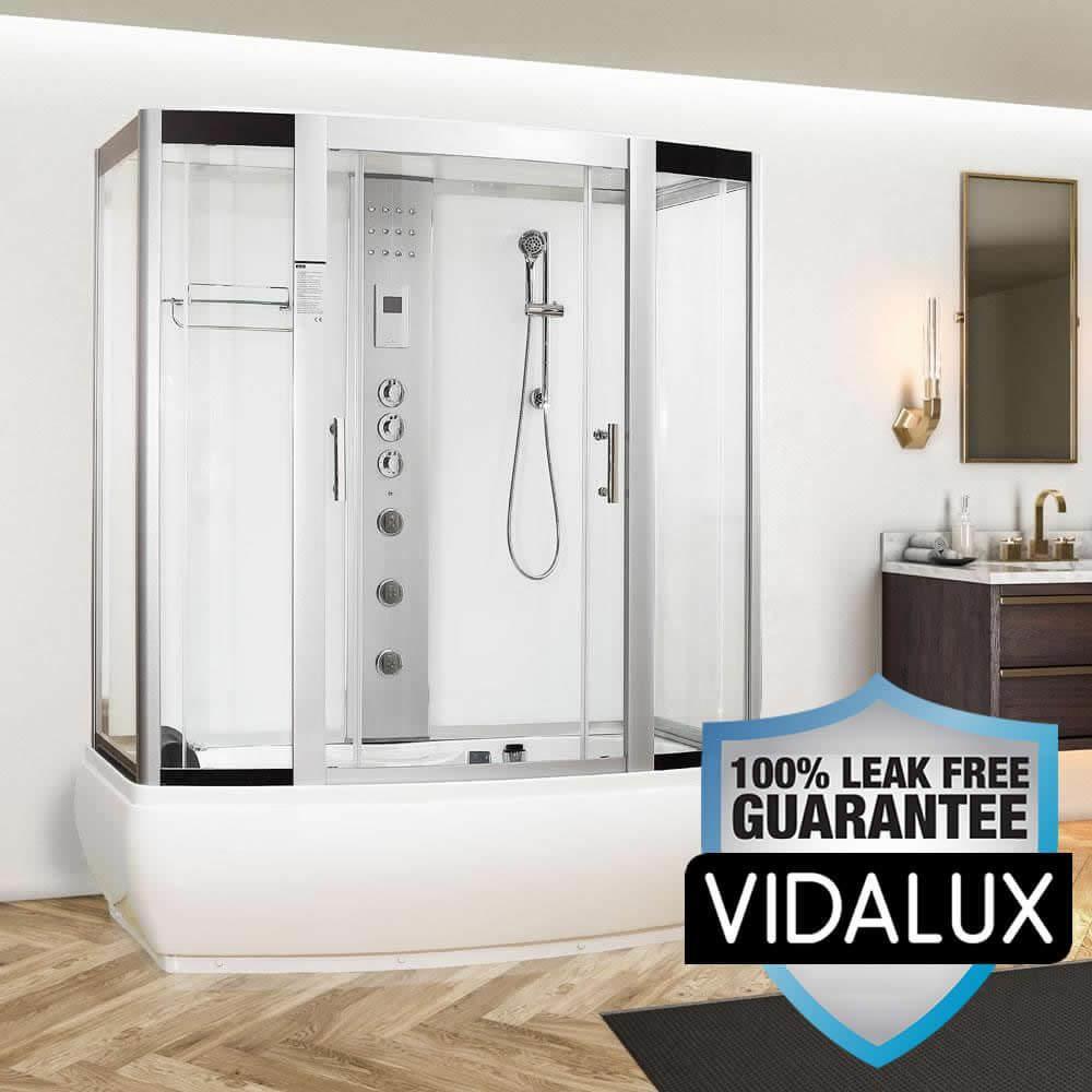 An image of Vidalux Aegean White 1700Mm X 900Mm Steam Shower Cabin And Whirlpool Bath