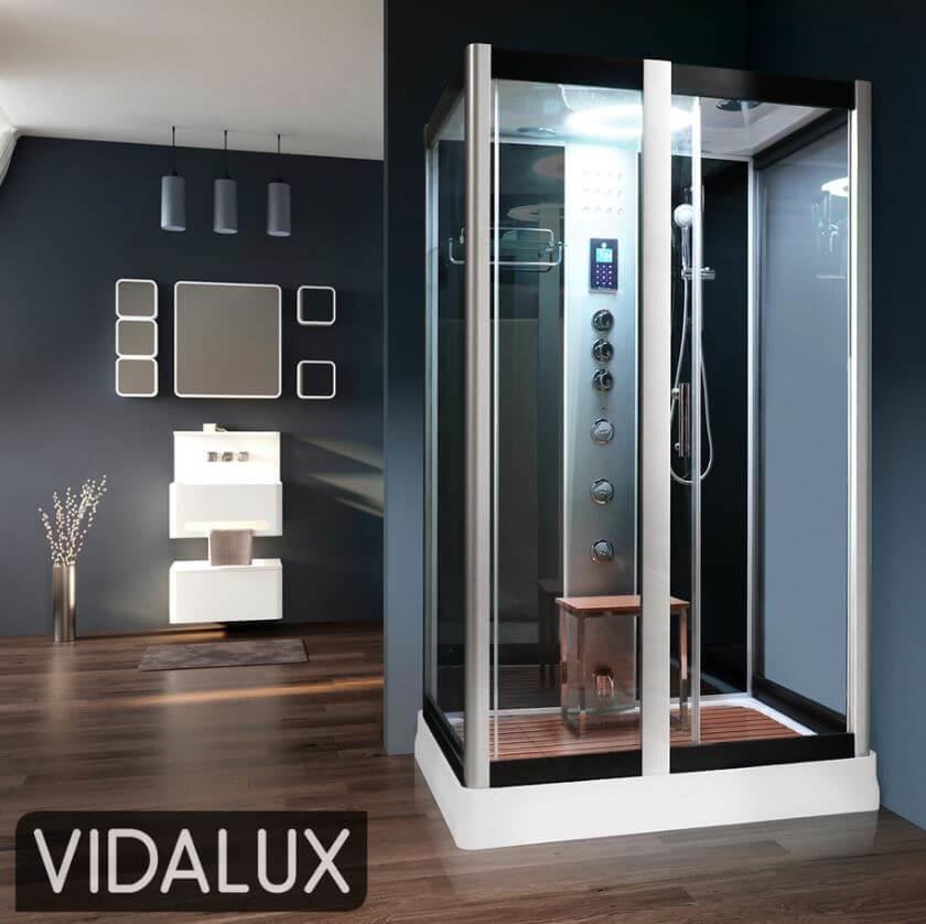 An image of Vidalux Serenity Steam Shower 1200Mm X 900Mm Black Cubicle