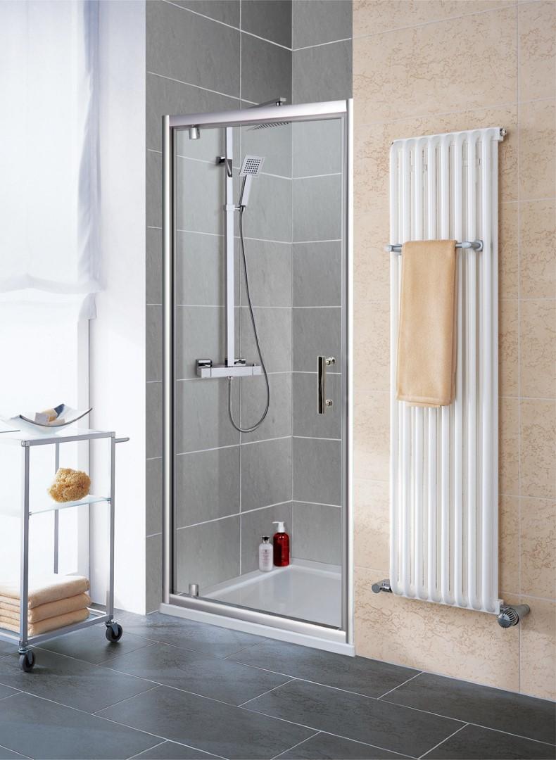 Jupiter 800mm Polished Silver Pivot Shower Enclosure Door