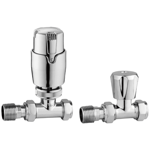 An image of Trinity Thermostatic Controlled Straight Radiator Valves - Chrome