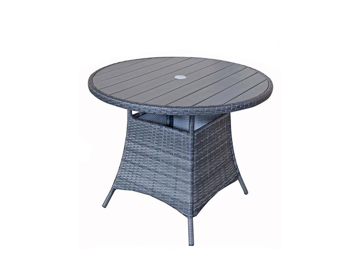 An image of Signature Weave Emily Round Table 100 Dia With Hdpe Wood Effect Top Garden Furni...