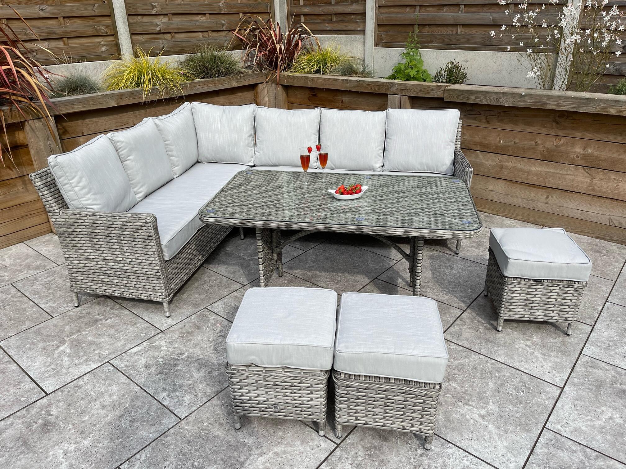 An image of Signature Weave Edwina Corner Dining 3 Wicker Special Grey Garden Furniture