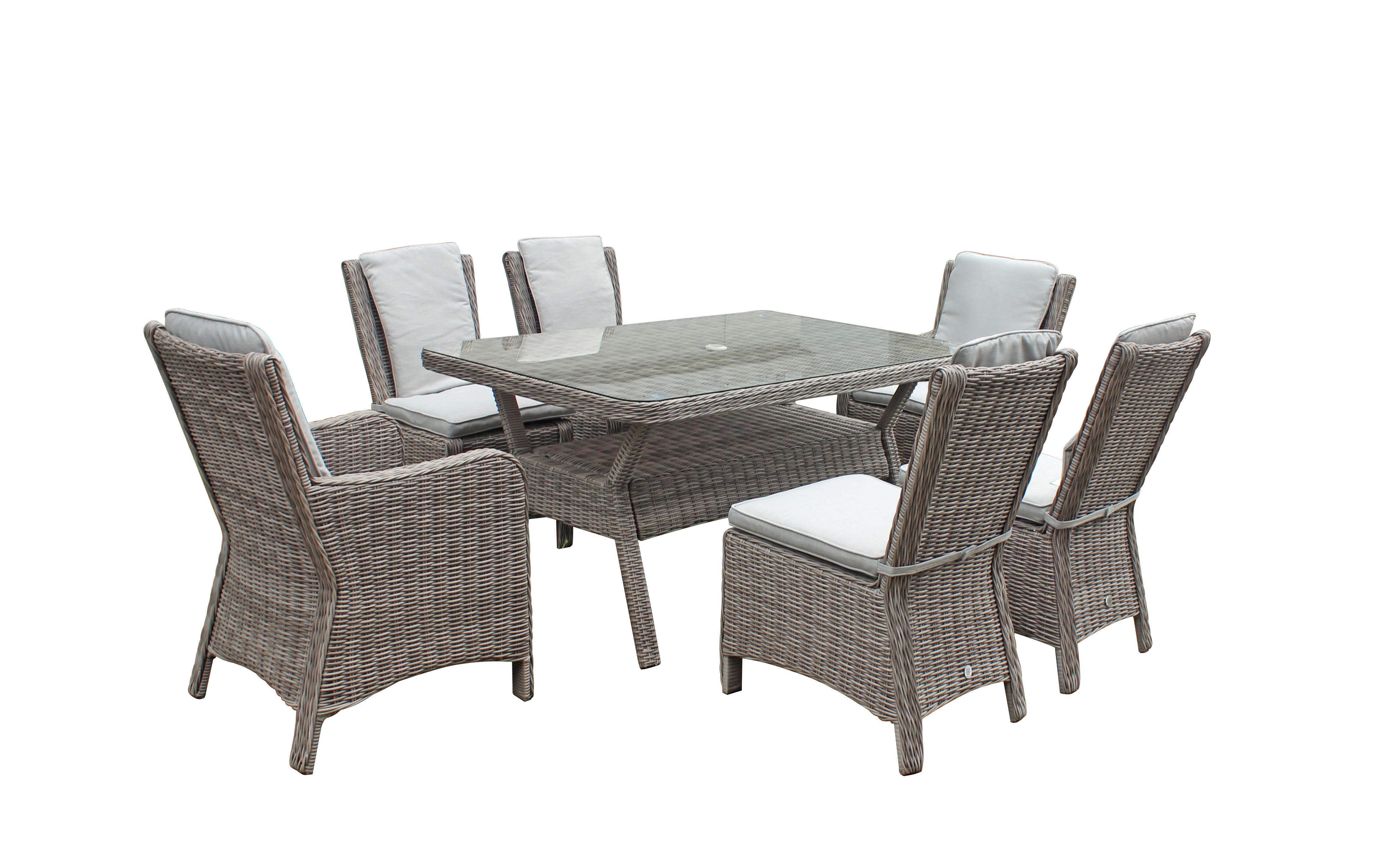An image of Signature Weave Alexandra 6 Seat Rectangular Dining Set Garden Furniture