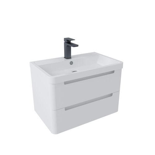 Monza 600mm Vanity & Basin White Gloss - Wall Hung