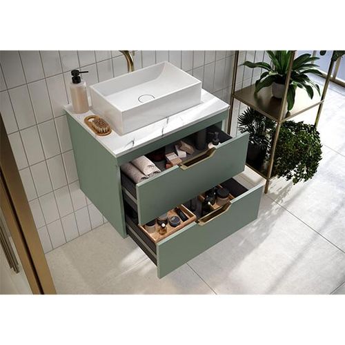Scudo Aubrey 600mm wall hung vanity unit, Reed Green, contemporary style