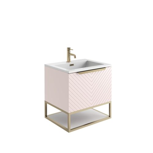 Scudo Chevron pink painted MDF wall hung vanity unit, 590mm wide, contemporary style