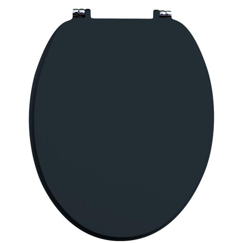 Scudo round toilet seat in matt grey with soft close hinges and top fix mounting