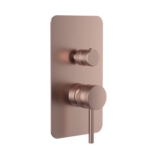 Scudo Core concealed manual dual outlet shower valve, brushed bronze stainless steel