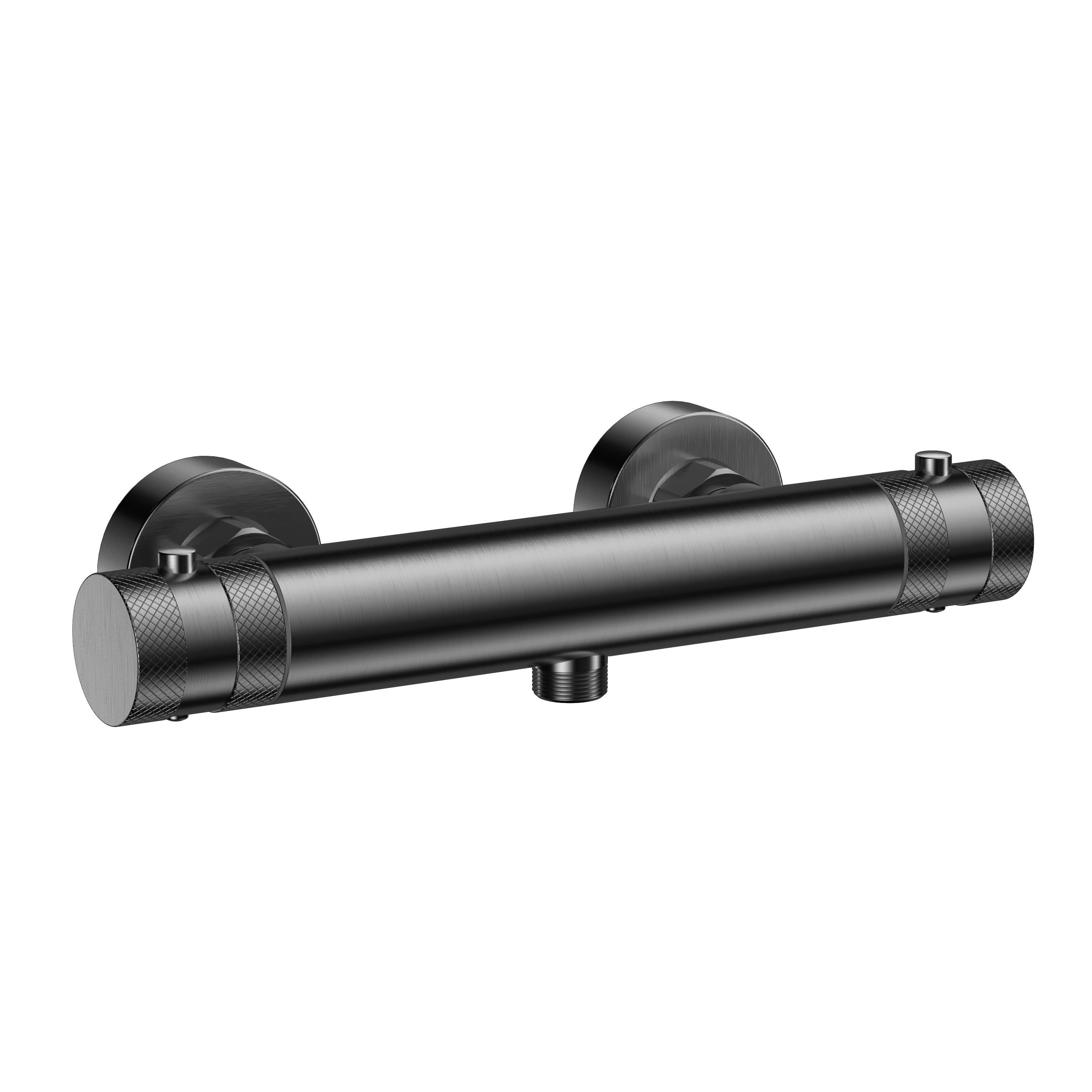 Scudo Core bar thermostatic shower valve in gunmetal finish, brass construction