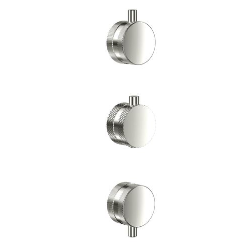 Scudo Core concealed shower valve knurled handles 3 pack, brushed nickel finish