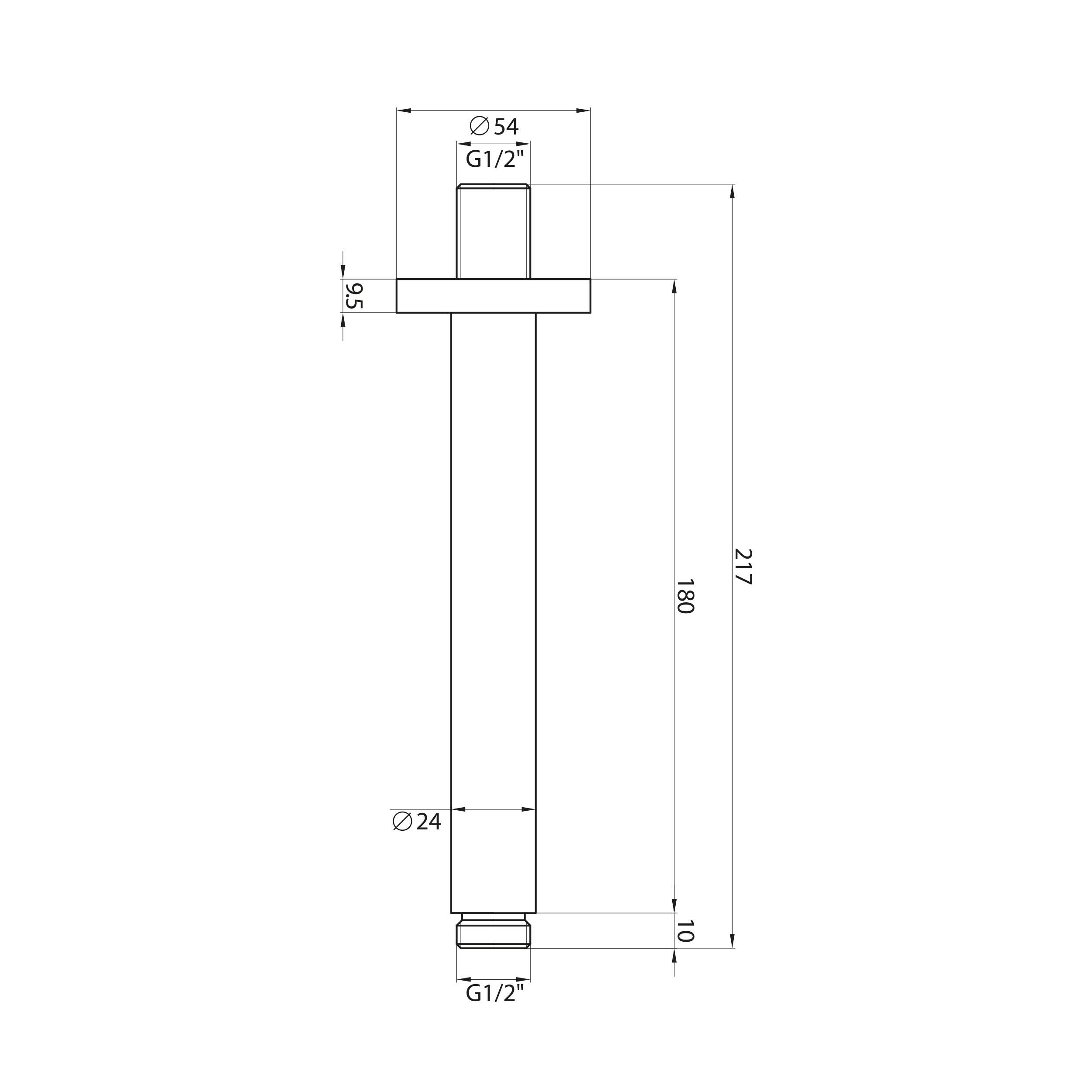 Scudo Round Ceiling Mounted Shower Arm in Chrome Steel