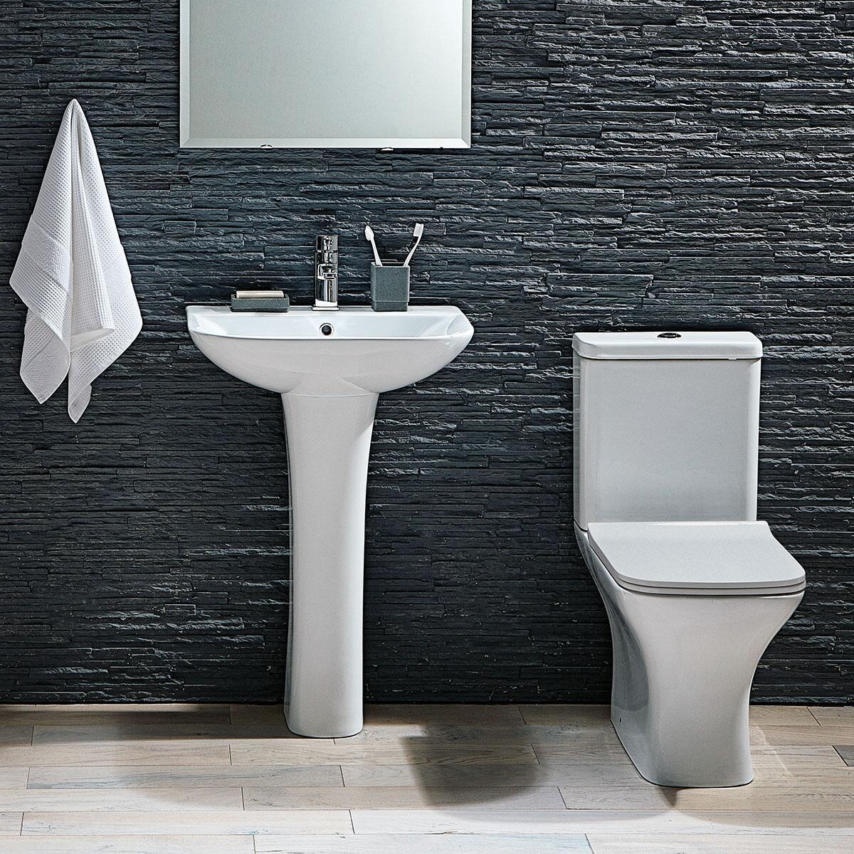 Scudo Porto white ceramic full pedestal with soft square design