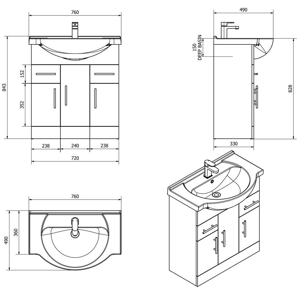 500mm Vanity Units: White Compact cabinet & basin VTY058 from Premier ...