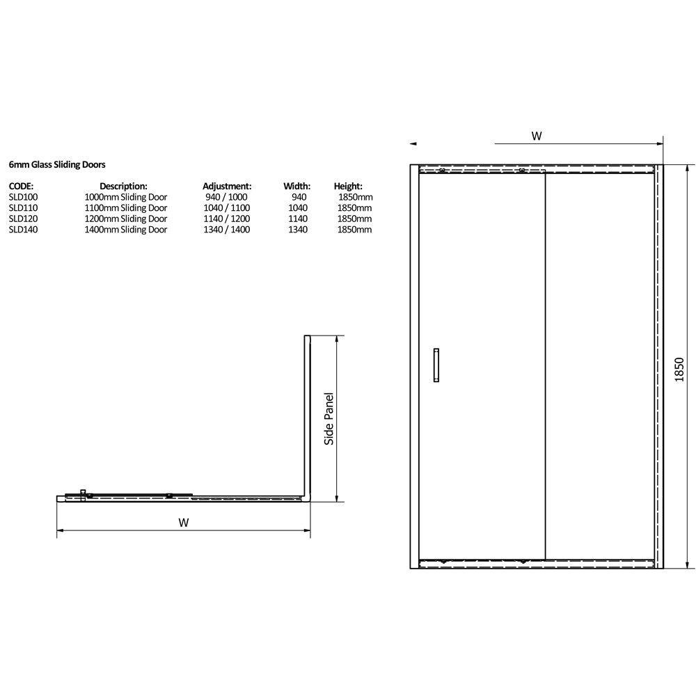 Jupiter Seis Easy Fit 1500mm Sliding Door Shower Enclosure 6mm