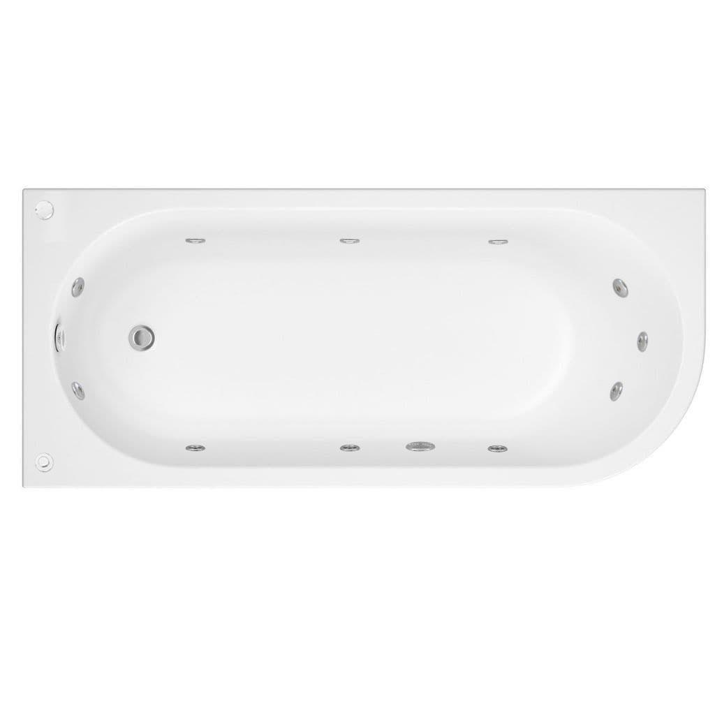 An image of J Shaped 1500Mm X 750Mm Single Ended Corner Whirlpool Bath 11 Jet Encore System ...
